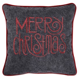 Pillow Perfect Merry Christmas Throw Pillow, 11.5 in. L X 11.5 in. W X 5 in. D, Grey