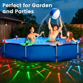 SUNCKET Solar Pool Lights for Framed Above Ground Pools, Waterproof Lights at Night Pool Accessories, Multicolor Light Solar Lights for Frame Swimming Pools 6 Pack Black