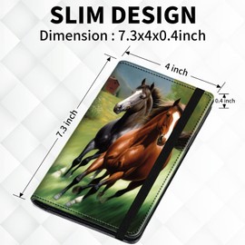 BEOTIWAD Checkbook Cover Running Horse Pattern Premium Leather Check Book Holder Wallet with RFID Blocking Function for Men and Women