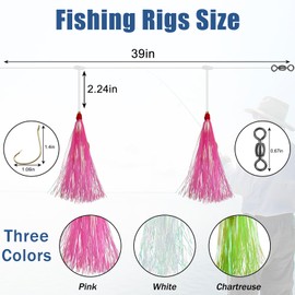 Fishing Bait Rigs Saltwater Fishing Rigs Hi-Lo Rig Flounder Rig Mylar Bucktail Teaser Rig for Bottom Fishing Sea Bass Halibut Rockfish Cod