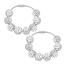 PATIKIL 2pcs Bag Charm, Volleyball Charm Sports Charm Accessories Wooden Beads Zipper Clips Anti Theft for Handbag Beach Tote Bag Backpack, White Tone