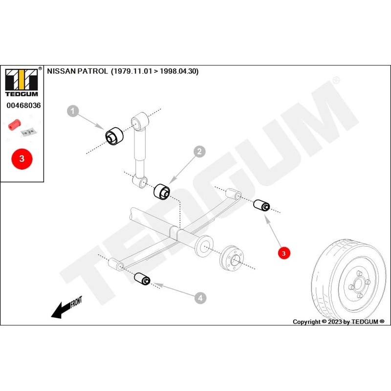 TEDGUM 00468036 REAR LEAF SPRING POLYURETHANE BUSHING