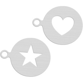 PRETYZOOM Plantillas de Acero Inoxidable para Latte Cappuccino 2 Piezas 4.72"x3.93"x0.03" – Dibujos Precisos en Espuma de Leche sin Rayar – Reutilizables y Fáciles de Limpiar para Café, Postres y Manu