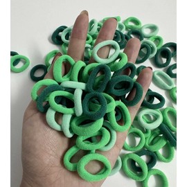 100Pcs Seamless Cotton Hair Ties for Toddler Girls Elastics Hair Ties No Damage Diameter 1 inch Ponytail Holders Baby Thin Hair Green