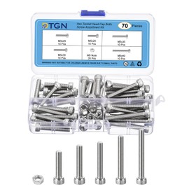 DTGN 70pcs M5 Meter Thread Assortment Bolt and Nut Kit 304 Stainless Steel M5x20/25/30/35/40/mm Hex Socket Head Cap Bolt Set for 3D Printing DIY
