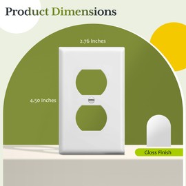 TG Duplex Wall Plates Kit, Electrical Outlet Covers, Standard Size 1-Gang 4.50" x 2.76", Unbreakable Polycarbonate Thermoplastic, Electric Receptacle Plug Covers, White, 10 Pack