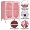 LYMOUYEE 2 Translucent Door Metal Accent Storage Cabinet for Bedroom,