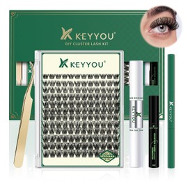 KEYYOU Pestañas Postizas Kit Completo Y01 Kit de Extensión de Pestañas Suaves y Espesas DIY 144 piezas Pestañas Postizas Suaves y Naturales 8-18MIX D Curl Adecuado para Principiantes(Kit-Y01)