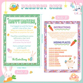 HOWAF Easter Egg Hunt, 10pcs Easter Egg Hunt Clues, Indoor Easter Egg Hunt Cards Easter Games Easter Scavenger Hunt with Friends, Children, Family, Easter Activities for Kids