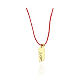 Joy-D 18k Gold Necklace with LUCKY Affirmation Pendant, Elegant String Chain, Inspirational Jewelry for Mindfulness and Positivity, Ideal Gift for Women, Minimalist Design