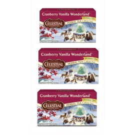 Celestial Seasonings Tea, Cranberry Vanilla Wonderland, 3 Boxes.