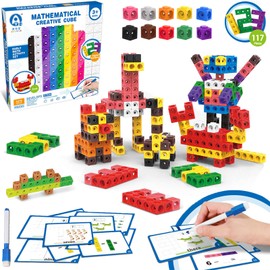 117 Pcs MathLink Cubes Numberblocks kit,Cubes numberblocks juguetes,Viene con 16 tarjetas de estudio y bolígrafo borrador,Cubo creativo matemático，Juego de Actividades (Conjunto de actividades)