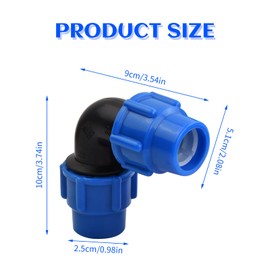 Pack of 4 PE Plastic Angle Connectors, 25 mm PE Pipe Screw Connection Angle 90 Degree PN16 Plastic PP Coupling Blue, Angle Fitting Water Pipe Adapter Quick Coupling Fittings for Indoor Outdoor Use
