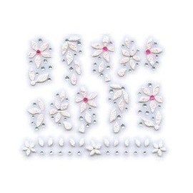 Pink Faux Acrylic Floral w/Rhinestone Nail Stickers/Decals