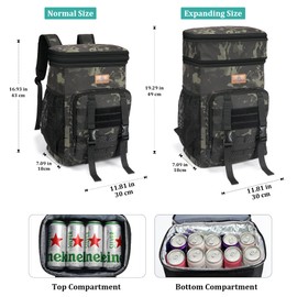 HSHRISH Cool Bag Backpack, Double Layer Insulated Large Tactical Cooler Backpack for Men Adults Waterproof Leakproof Durable picnic cool bag for Men Work Hiking Travel Camping Picnic, 30L Black camo