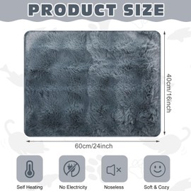 Clysee 3 Pack Self Warming Cat Bed 16x24 Inch Thermal Heating Cat Pad Ultra Soft Bed Mat for Small Dogs Kitten with Washable Removable Cover Non Slip Bottom for Indoor Outdoor Use(Gray)