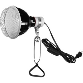 Simple Deluxe Adjustable Clamp Lamp with 5.5 Inch Aluminum Reflector and Metal Mesh Guard, for Amphibian Pet, Reptile Terrariums, 60W Ceramic Lamp Cap(no Bulb Included), Black