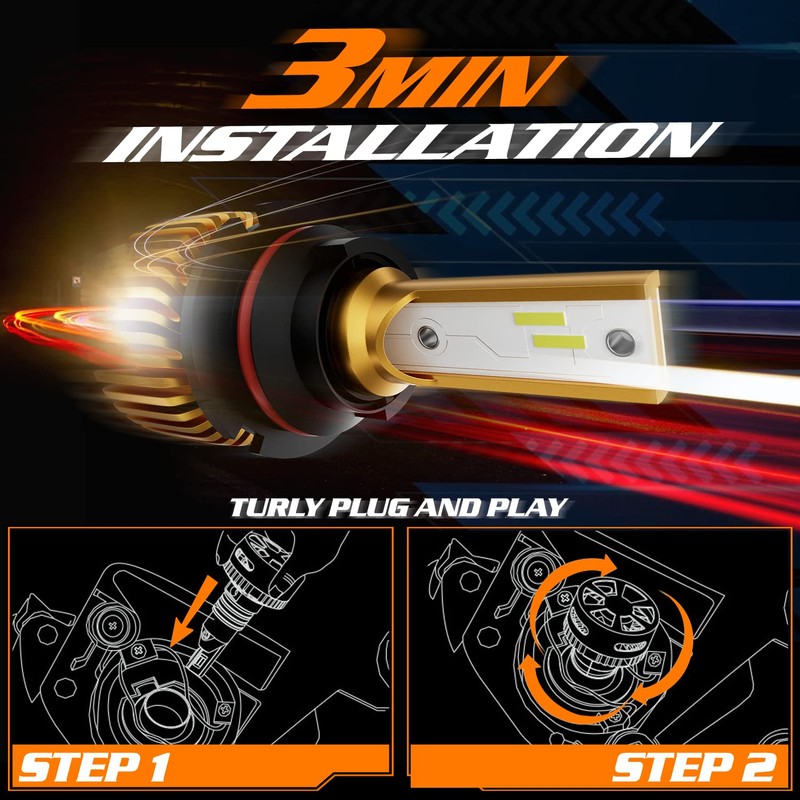 M-AUTO 9007 LED Headlight Bulbs, HB5 LED Light 6000LM Per