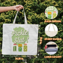 Pickle Tote Bag for Women, Vintage Pickle Jar Farmers Market Tote, Tote Gift Bag for Pickle Lover, Pickled Food Enthusiasts Gifts, Pickles Shoulder Bag Gifts for Women Friends Sisters Colleagues -95