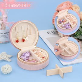 Casiwaft Small Travel Jewellery Box Velvet Small Jewellery Box Organiser for Girls Women Mini Jewellery Organiser Storage for Rings Earrings Necklace Bracelets Pink