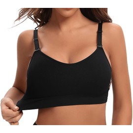 Suekaphin 5Pack Seamless Nursing Bra Women Maternity Breastfeeding Pregnancy Support Full Coverage Bralette Padded Cups,XXLarge,Black/Gray/Bean/Beige/Pink