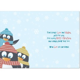 doodlecards Great Nephew Christmas Card Three Penquins Medium Size Christmas Card for Great Nephew with Plain Envelope