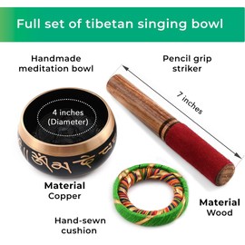 SHOP LC DELIVERING JOY Handmade Tibetan Singing Bowl Buddhist Mantra Sound Bowl Set Meditation Yoga Stress Relief