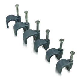 50 x Grey Round Cable Clips Cable Holder 5mm with Fixing Nails