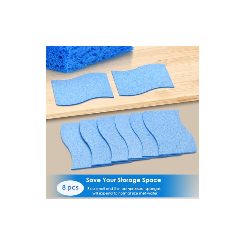 8PCS Dish Sponges Kitchen, Premium Blue Dish Washing Kitchen Sponge,