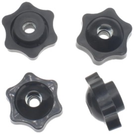 FDXGYH 12 Pcs M6 Threaded Star Knob Nuts Plastic Hexagon Head Thru Hand Tighten Clamping Knobs (Black)