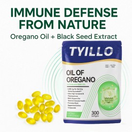 Tyillo Oil of Oregano 6000mg + Black Seed Oil Extract 300 Softgels High Potency Immune