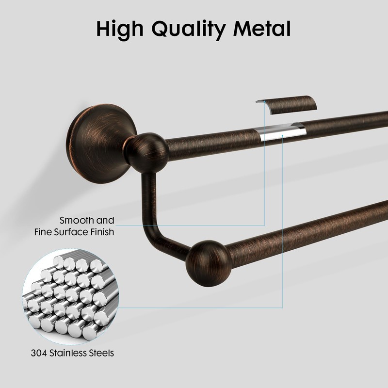 Ntipox Antique Bathroom Double Towel Bar Oil Rubbed Bronze, 24