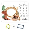 TERSUM Western Cowboy Baby Monthly Milestone Blanket, 48x40in Rope Boots