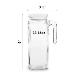 Bormioli Rocco Frigoverre Jug With Airtight Lids Set of 2 Glass Pitchers With Hermetic Sealing, Easy Pour Spout with Handle –For Water, Juice, Iced Coffee & Iced Tea. (39 Ounce = Set of 2)