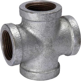 PlumberStop - 1-1/4 GALVANIZED CROSS TEE, Galvanzied Steel Malleable Pipe Fittings, Steel For Heating Industrial Residential Commerical Plumbing