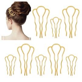 Hair Combs Metal 10 Pieces 2 Sizes Hair Comb 4 Teeth Hair Accessories Comb Gold Side Comb for Women Girls