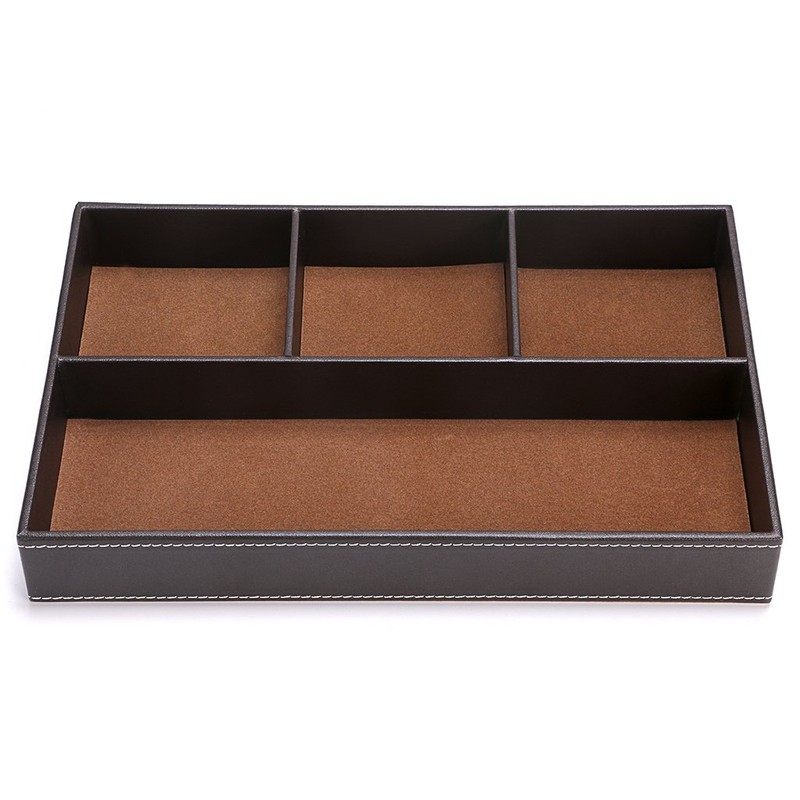 BTSKY 4 slots Desk Drawer Organizer, PU Leather Drawer Storage