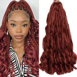 8pcs/lot French Curls Braid Hairstyle 22 Inch Loose Wavy Spiral Curls Braids Crochet Hair French Curls Braiding Hairstyle Synthetic Extensions Yaki Texture Pre-Stretched Bouncy Braiding Hairstyle 350#