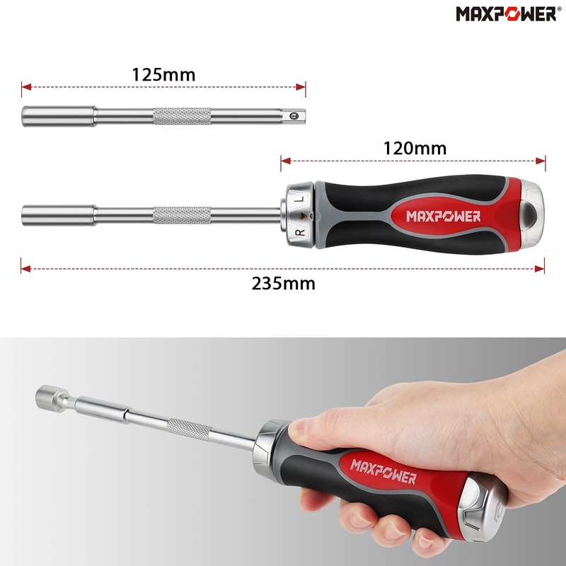 Ratchet Screwdriver, MAXPOWER Magnetic Ratchet Screwdriver and Bit Set with