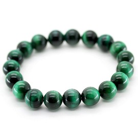 [Shikui] Green Tiger Eye, 0.3 inch (8 mm) Mala Bracelet, Natural Stone, Power Stone, Money Luck, Work, Fortune [b312], Stone, tiger's eye