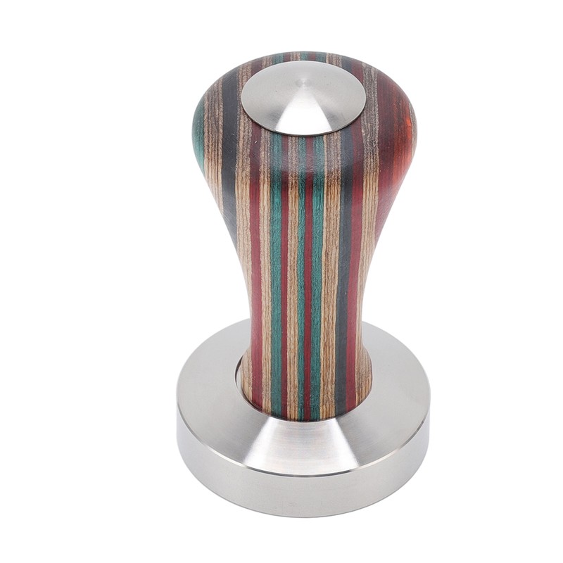 Colorful Wood Coffee Flat Tamper Stainless Steel Base Powder Hammer
