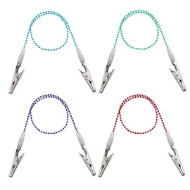 4 Stück Serviettenkette, Edelstahl Serviettenkette mit Clip Senioren, Tragbarer Silikon Serviettenhalter mit Perlenkette für Ältere Menschen und Kinder