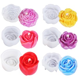 LET'S RESIN Flower Resin Molds, Rose Candle Making Molds Including 6 PCS Flower Silicone Resina Moldes, Silicone Molds for Epoxy Resin Craft,Candle Making