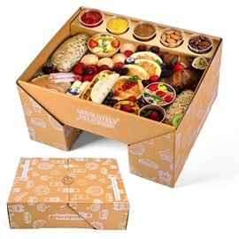 Cute Cardboard Charcuterie Boards with Lid Heavy Duty 10PK, Oil-Proof Pastry Box w/ Wax Paper, Disposable Platter Box Compostable for 4-8 People, Catering Travel Picnic Bakery TakeOut 13"x10"x4"