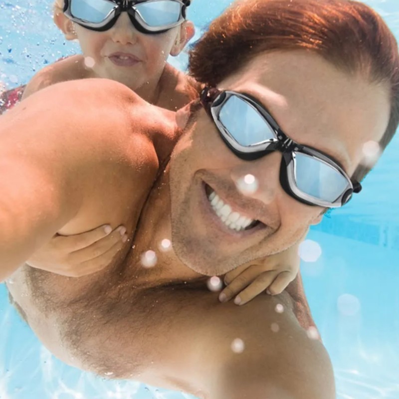 Swim Cap Goggles Set Electroplated UV Protection Swimming Accessories with