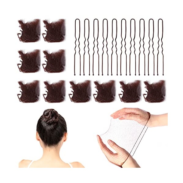 Hair Nets for Buns, 20Pcs Hair Bun Nets Brown with