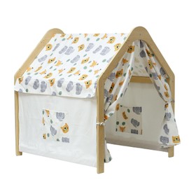 Wooden Kids Play Tent, Indoor Canvas Playhouse for Toddlers