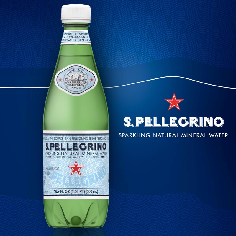 S.Pellegrino Sparkling Natural Mineral Water, Plastic Bottles, 16.9 Fl Oz