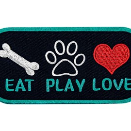 TailWag Planet Service Dog Eat Play Love Vest / Harnesses Tactical Patch Embroidered Badge Iron On Sew On Emblem