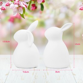 FHzytg Pack of 2 Easter Bunny Figures, Easter Bunny Ceramic Easter Decoration, Rabbit, Ceramic Rabbit Figures, Easter Bunny Figurine, Ceramic Rabbit Figures, Rabbit Sculpture for Easter Decoration